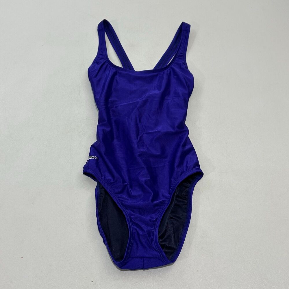 Speedo Women's One-Piece Swimsuit Cobalt Blue Nylon Lycra Training Suit, Size 6